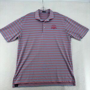 Turtleson Mens XL Performance Polo Shirt Amateur Players Tour Striped Blue Pink